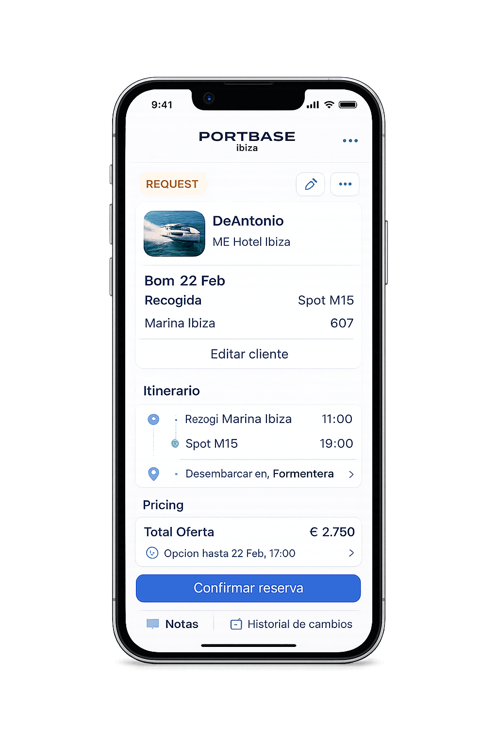 Portbase mobile interface